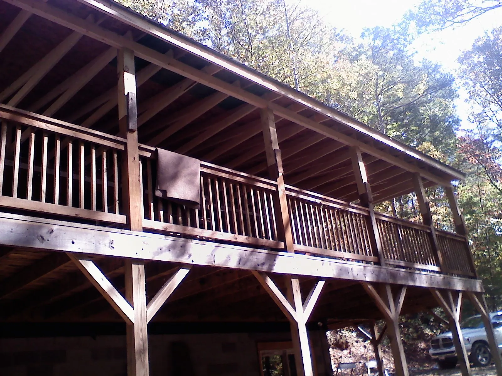 Timber framing under a new elevated porch and deck — Roof Leak Repair in Yuba City by Roofing Brothers